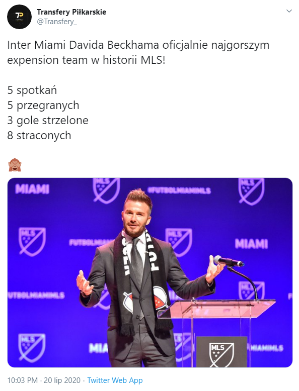 FATALNY REKORD klubu Davida Beckhama w MLS